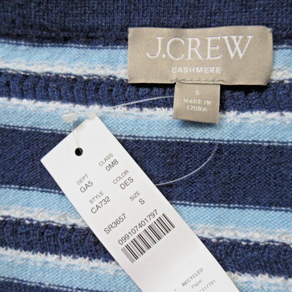 NWT J.Crew Cashmere Fringe-trim Sweater Skirt in Dark Evening Serenity Stripe S - Picture 4 of 7